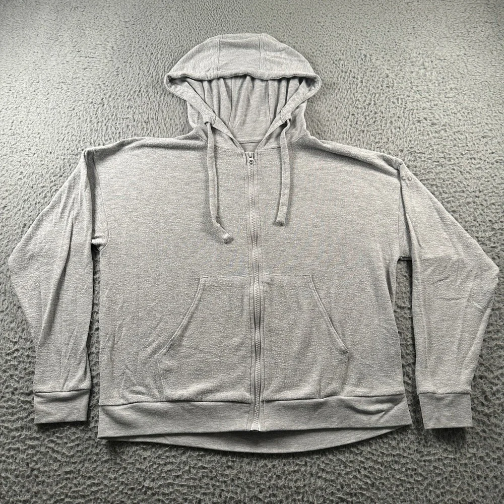 Alo Yoga Soho Hoodie Womens XS Gray Lightweight Zip Up Hooded Loungewear